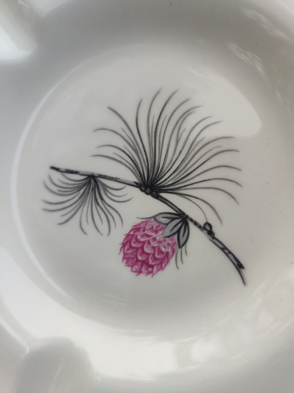 Vintage Pink Clover Ashtray Set of 3 MCM 50s Smoking Art Deco Minimalist Tobacco